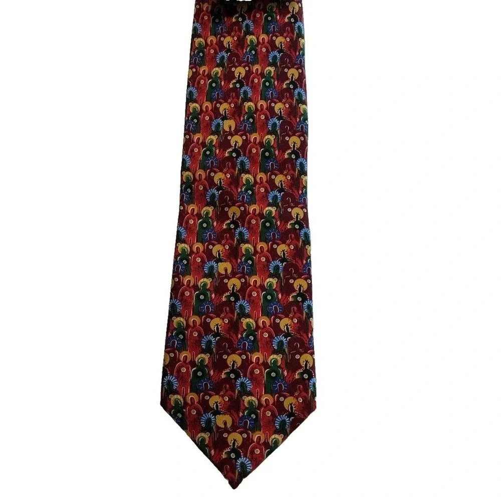 Carlos Santana Men's 100% Silk necktie Designer Red/Gold Live From The Heart
